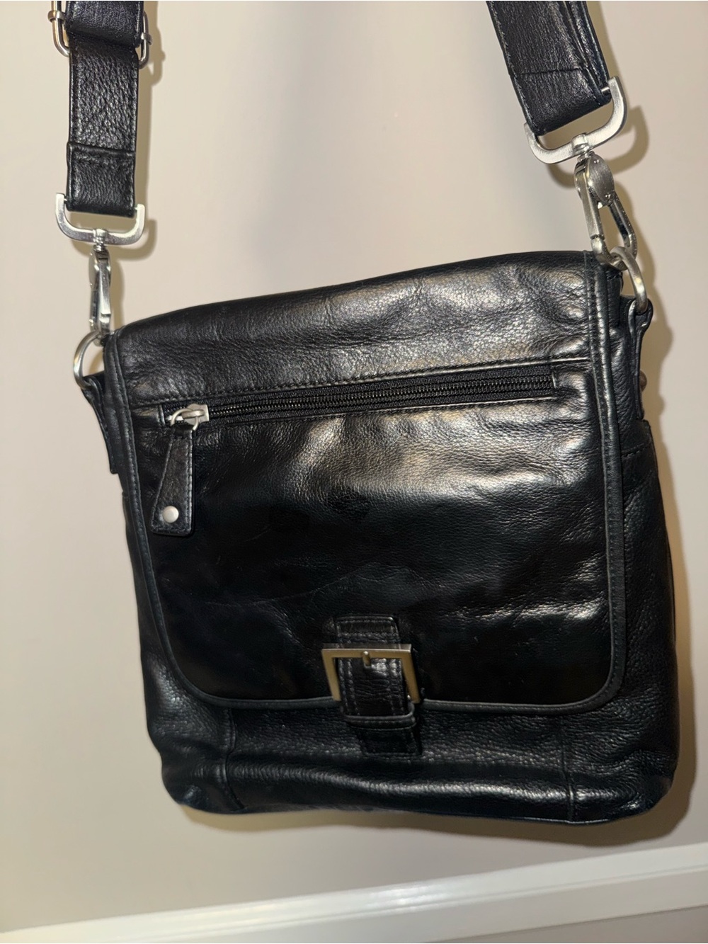 Audrey Brooke Black Leather Crossbody Bag